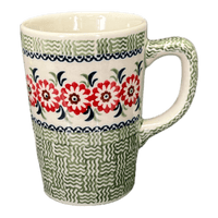 A picture of a Polish Pottery Pluton Mug (Woven Reds) | K096T-P181 as shown at PolishPotteryOutlet.com/products/pluton-mug-woven-reds-k096t-p181