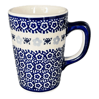 A picture of a Polish Pottery Pluton Mug (Butterfly Border) | K096T-P249 as shown at PolishPotteryOutlet.com/products/pluton-mug-butterfly-border-k096t-p249