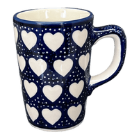A picture of a Polish Pottery Pluton Mug (Sea of Hearts) | K096T-SEA as shown at PolishPotteryOutlet.com/products/pluton-mug-sea-of-hearts-k096t-sea