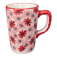 A picture of a Polish Pottery Pluton Mug (Scarlet Daisy) | K096U-AS73 as shown at PolishPotteryOutlet.com/products/pluton-mug-scarlet-daisy-k096u-as73