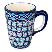 A picture of a Polish Pottery Pluton Mug (Blue Diamond) | K096U-DHR as shown at PolishPotteryOutlet.com/products/pluton-mug-blue-diamond-k096u-dhr