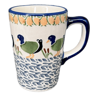 A picture of a Polish Pottery Pluton Mug (Ducks in a Row) | K096U-P323 as shown at PolishPotteryOutlet.com/products/pluton-mug-ducks-in-a-row-k096u-p323