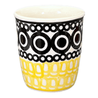 A picture of a Polish Pottery Wine Cup/Q-Tip Holder (Night Owl) | K100M-13ZO as shown at PolishPotteryOutlet.com/products/wine-cup-q-tip-holder-night-owl-k100m-13zo