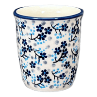 A picture of a Polish Pottery Wine Cup/Q-Tip Holder (Scattered Blues) | K100S-AS45 as shown at PolishPotteryOutlet.com/products/wine-cup-q-tip-holder-scattered-blues-k100s-as45
