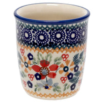 A picture of a Polish Pottery Wine Cup/Q-Tip Holder (Ruby Bouquet) | K100S-DPCS as shown at PolishPotteryOutlet.com/products/wine-cup-q-tip-holder-ruby-bouquet-k100s-dpcs