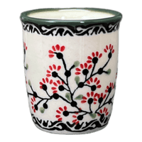 A picture of a Polish Pottery Wine Cup/Q-Tip Holder (Cherry Blossom) | K100S-DPGJ as shown at PolishPotteryOutlet.com/products/wine-cup-q-tip-holder-cherry-blossoms-k100s-dpgj