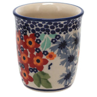 A picture of a Polish Pottery Wine Cup/Q-Tip Holder (Brilliant Garden) | K100S-DPLW as shown at PolishPotteryOutlet.com/products/wine-cup-q-tip-holder-brilliant-garden-k100s-dplw
