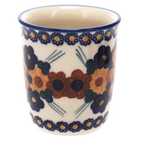 A picture of a Polish Pottery Wine Cup/Q-Tip Holder (Bouquet in a Basket) | K100S-JZK as shown at PolishPotteryOutlet.com/products/wine-cup-q-tip-holder-bouquet-in-a-basket-k100s-jzk