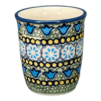 A picture of a Polish Pottery Wine Cup/Q-Tip Holder (Blue Bells) | K100S-KLDN as shown at PolishPotteryOutlet.com/products/wine-cup-q-tip-holder-blue-bells-k100s-kldn