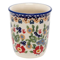 A picture of a Polish Pottery Wine Cup/Q-Tip Holder (Poppy Persuasion) | K100S-P265 as shown at PolishPotteryOutlet.com/products/wine-cup-q-tip-holder-poppy-persuasion-k100s-p265