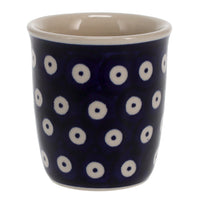A picture of a Polish Pottery Wine Cup/Q-Tip Holder (Dot to Dot) | K100T-70A as shown at PolishPotteryOutlet.com/products/wine-cup-q-tip-holder-dot-to-dot-k100t-70a