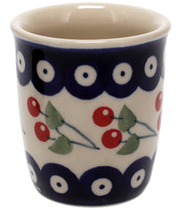 A picture of a Polish Pottery Wine Cup/Q-Tip Holder (Cherry Dot) | K100T-70WI as shown at PolishPotteryOutlet.com/products/wine-cup-cherry-dot-k100t70wi