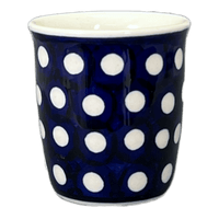 A picture of a Polish Pottery Wine Cup/Q-Tip Holder (Hello Dotty) | K100T-9 as shown at PolishPotteryOutlet.com/products/wine-cup-q-tip-holder-hello-dotty-k100t-9
