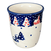 A picture of a Polish Pottery Wine Cup/Q-Tip Holder (Christmas Chapel) | K100T-CHDK as shown at PolishPotteryOutlet.com/products/wine-cup-q-tip-holder-christmas-chapel-k100t-chdk