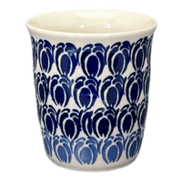 A picture of a Polish Pottery Wine Cup/Q-Tip Holder (Tulip Blues) | K100T-GP16 as shown at PolishPotteryOutlet.com/products/wine-cup-q-tip-holder-tulip-blues-k100t-gp16