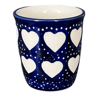 A picture of a Polish Pottery Wine Cup/Q-Tip Holder (Sea of Hearts) | K100T-SEA as shown at PolishPotteryOutlet.com/products/wine-cup-q-tip-holder-sea-of-hearts-k100t-sea