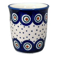 A picture of a Polish Pottery Wine Cup/Q-Tip Holder (Peacock Dot) | K100U-54K as shown at PolishPotteryOutlet.com/products/wine-cup-q-tip-holder-peacock-dot-k100u-54k