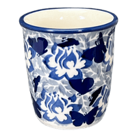 A picture of a Polish Pottery Wine Cup/Q-Tip Holder (Dusty Blue Butterflies) | K100U-AS56 as shown at PolishPotteryOutlet.com/products/wine-cup-q-tip-holder-dusty-blue-butterflies-k100u-as56
