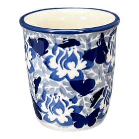 Polish Pottery Wine Cup/Q-Tip Holder (Dusty Blue Butterflies) | K100U-AS56 Additional Image at PolishPotteryOutlet.com