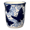 Polish Pottery Wine Cup/Q-Tip Holder (Blue Butterfly) | K100U-AS58 at PolishPotteryOutlet.com