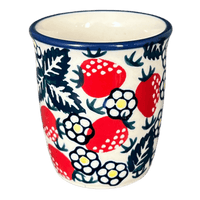 A picture of a Polish Pottery Wine Cup/Q-Tip Holder (Strawberry Fields) | K100U-AS59 as shown at PolishPotteryOutlet.com/products/wine-cup-q-tip-holder-strawberry-fields-k100u-as59
