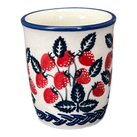 A picture of a Polish Pottery Wine Cup/Q-Tip Holder (Fresh Strawberries) | K100U-AS70 as shown at PolishPotteryOutlet.com/products/wine-cup-q-tip-holder-fresh-strawberries-k100u-as70