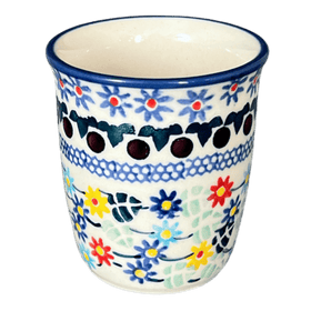 Polish Pottery Wine Cup/Q-Tip Holder (Floral Swirl) | K100U-BL01 Additional Image at PolishPotteryOutlet.com