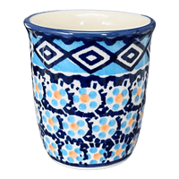 A picture of a Polish Pottery Wine Cup/Q-Tip Holder (Blue Diamond) | K100U-DHR as shown at PolishPotteryOutlet.com/products/wine-cup-q-tip-holder-blue-diamond-k100u-dhr