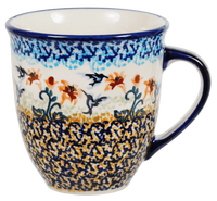 A picture of a Polish Pottery The Large Mars Mug (Hummingbird Harvest) | K106S-JZ35 as shown at PolishPotteryOutlet.com/products/the-large-mars-mug-hummingbird-harvest