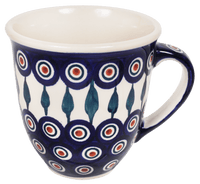 A picture of a Polish Pottery Large Mars Mug (Peacock) | K106T-54 as shown at PolishPotteryOutlet.com/products/the-large-mars-mug-peacock