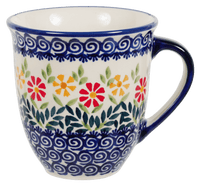 A picture of a Polish Pottery Large Mars Mug (Flower Power) | K106T-JS14 as shown at PolishPotteryOutlet.com/products/the-large-mars-mug-flower-power