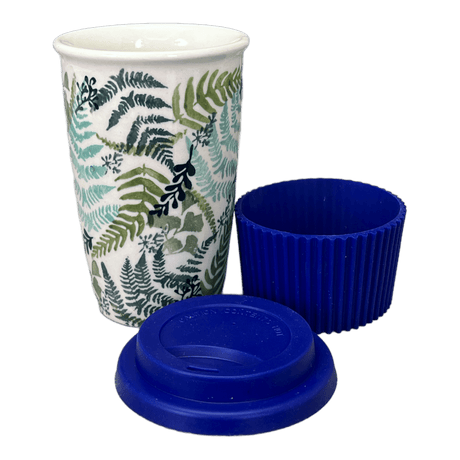 Mug, Travel, 14 oz in "Scattered Ferns" by Manufaktura | K115S-GZ39