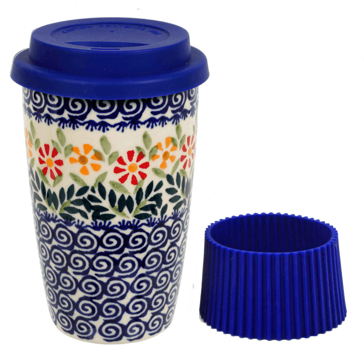 Mug, Travel, 14 oz in "Flower Power" by Manufaktura | K115T-JS14