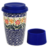 Mug, Travel, 14 oz in "Flower Power" by Manufaktura | K115T-JS14