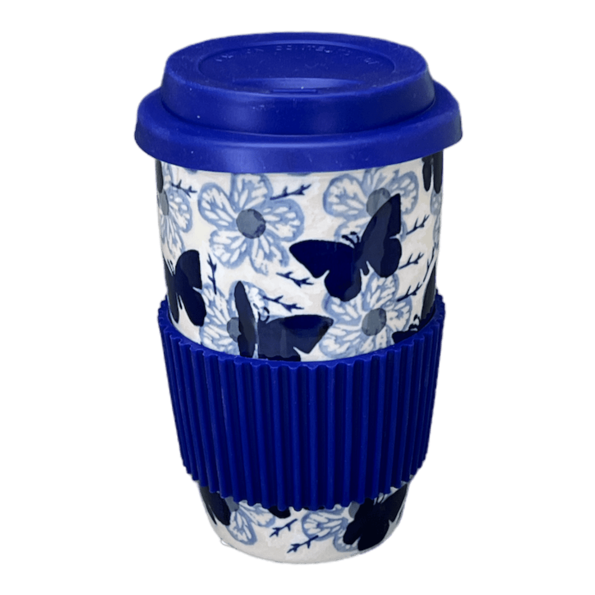 Mug, Travel, 14 oz in "Blue Butterfly" by Manufaktura | K115U-AS58