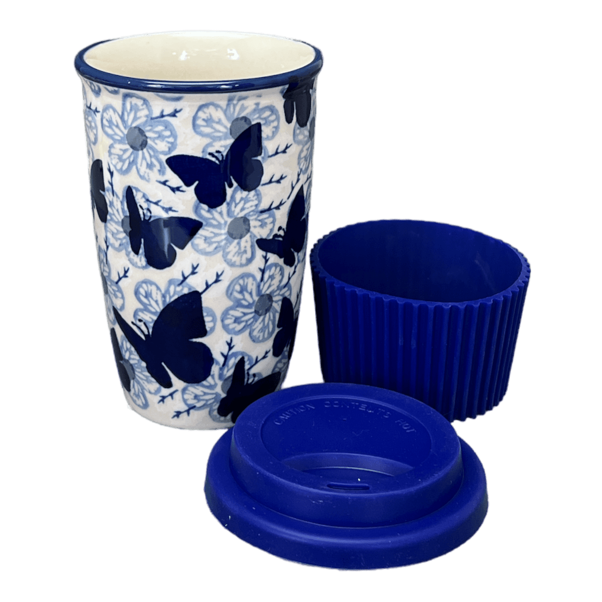 Mug, Travel, 14 oz in "Blue Butterfly" by Manufaktura | K115U-AS58