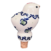 A picture of a Polish Pottery Bird-Shaped Wine Cork (Green Apple) | K118T-15 as shown at PolishPotteryOutlet.com/products/bird-shaped-wine-cork-green-apple-k118t-15
