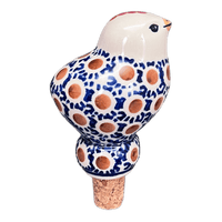 A picture of a Polish Pottery Bird-Shaped Wine Cork (Chocolate Drop) | K118T-55 as shown at PolishPotteryOutlet.com/products/bird-shaped-wine-cork-chocolate-drop-k118t-55
