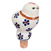 A picture of a Polish Pottery Bird-Shaped Wine Cork (Petite Floral) | K118T-64 as shown at PolishPotteryOutlet.com/products/bird-shaped-wine-cork-petite-floral-k118t-64