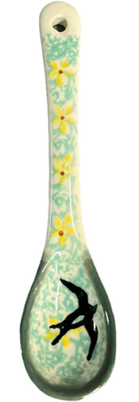 A picture of a Polish Pottery Sugar Spoon (Capistrano) | L001S-WK59 as shown at PolishPotteryOutlet.com/products/sugar-spoon-capistrano-l001s-wk59