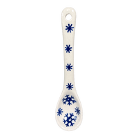 A picture of a Polish Pottery 5" Sugar Spoon (Snow Drift) | L001T-PZ as shown at PolishPotteryOutlet.com/products/sugar-spoon-snow-drift