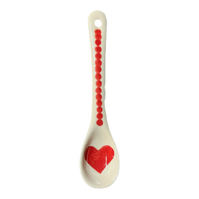 Polish Pottery Sugar Spoon (Whole Hearted Red) | L001T-SEDC Additional Image at PolishPotteryOutlet.com