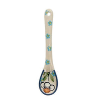 A picture of a Polish Pottery Sugar Spoon (Daisy Bouquet) | L001S-TAB3 as shown at PolishPotteryOutlet.com/products/sugar-spoon-daisy-bouquet
