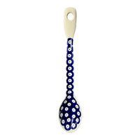 A picture of a Polish Pottery Stirring Spoon (Dot to Dot) | L008T-70A as shown at PolishPotteryOutlet.com/products/large-stirring-spoon-dot-to-dot-l008t-70a
