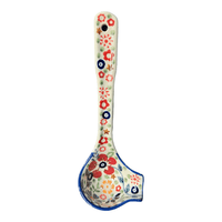 A picture of a Polish Pottery Gravy Ladle (Full Bloom) | L015S-EO34 as shown at PolishPotteryOutlet.com/products/gravy-ladle-full-bloom-l015s-eo34