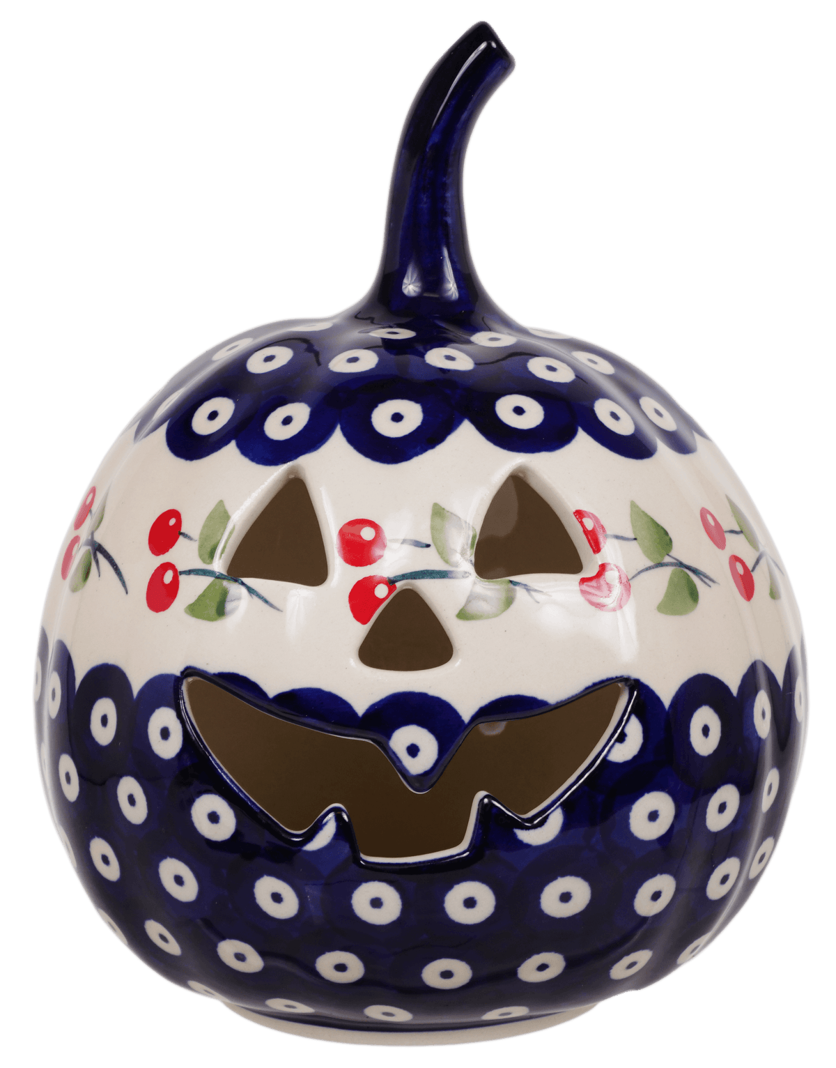 Polish Pottery - Small Pumpkin - Cherry Dot - The Polish Pottery Outlet