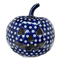 A picture of a Polish Pottery Large Pumpkin (Dot to Dot) | L022T-70A as shown at PolishPotteryOutlet.com/products/large-pumpkin-dot-to-dot-l022t-70a