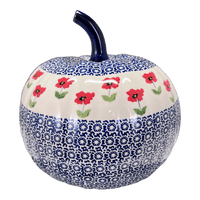 A picture of a Polish Pottery Large Pumpkin (Poppy Garden) | L022T-EJ01 as shown at PolishPotteryOutlet.com/products/large-pumpkin-poppy-garden-l022t-ej01