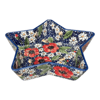 A picture of a Polish Pottery Star-Shaped Bowl/Baker (Poppies & Posies) | M045S-IM02 as shown at PolishPotteryOutlet.com/products/star-shaped-bowl-poppies-posies-m045s-im02