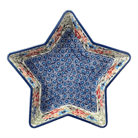 A picture of a Polish Pottery Star-Shaped Bowl/Baker (Festive Flowers) | M045S-IZ16 as shown at PolishPotteryOutlet.com/products/star-shaped-bowl-baker-festive-flowers-m045s-iz16